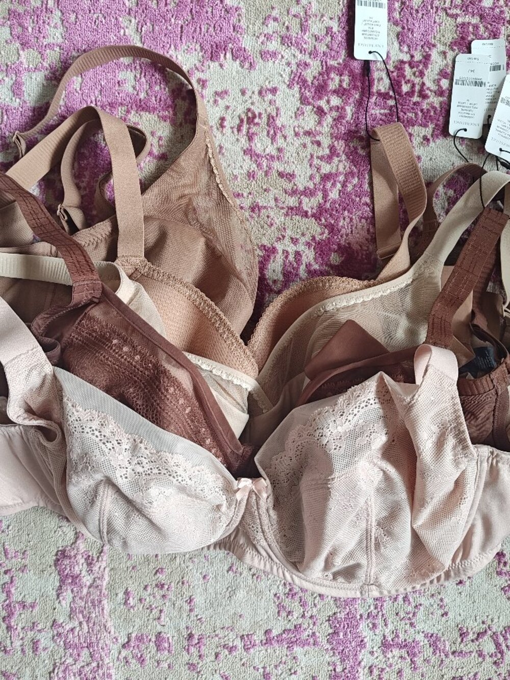6 Understance Bras, size 34J, NWT, beige, taupe, pink, tan